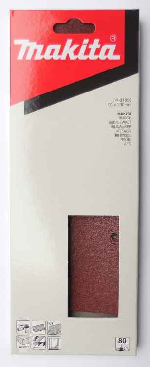 Makita P-31837 Schleifpapier 93x230 mm K80, 10er Pack, für z.B. BO 3711